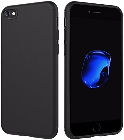 ComKey iPhone 7, iPhone 8 Case , Silicone Rubber Plastic Ultra Slim 0,66 mm, TPU Cover Phone Case Matte Finish Slim Profile Phone Protectors for iPhone 7/8 (Black)