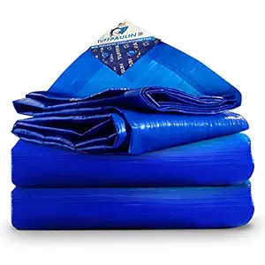 TUFFPAULIN 18FT X 15FT 150 GSM Blue Heavy Duty Tarpaulin Tirpal Tadpatri Tharpai Thadika, Extra Strong, Eyelets, UV Resistant, 100% Waterproof Virgin, 6 Layer MLCL 3D Rib Technology-1 No.