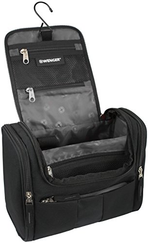WENGER® Premium Kulturbeutel mit Aufhängevorrichtung für Damen und Herren | Kosmetikbeutel Kulturtasche Kosmetiktasche Waschtasche zum Aufhängen mit Haken | Hängeorganizer Schwarz/Grau - 2
