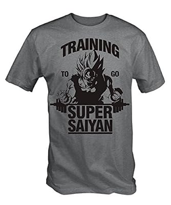6TN T-shirt Gris Imprimé "Training to go Super Saiyan" - Tailles S-XXL - Gris cendré, M