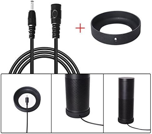 Fantaseal® Accessories Kit for Echo Extension Cord Cable for Amazon Echo Power Adapter AC Adaptor Echo Accessories Cord Extension Power Cable Extended Power Cord Cable for Amazon Echo and Fire TV Power Adapter / Alexa (3 M) + Washer Stand for Amazon Echo Base Case Cover Bottom Holder Protective Anti-Dust/Shaking Cushion Ring Silicone Accessories for Amazon Echo Alexa Improvements -Black