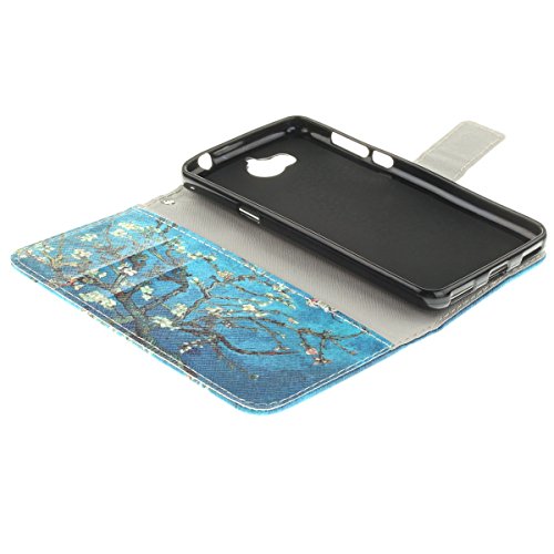 LUSHENG Cover per Huawei Nova Young,Premium PU Leather Flip Cover Fondina Cover a Libro Shell Custodia in Pelle con Slot per Schede e Funzione di Supporto - Albero di Albicocca