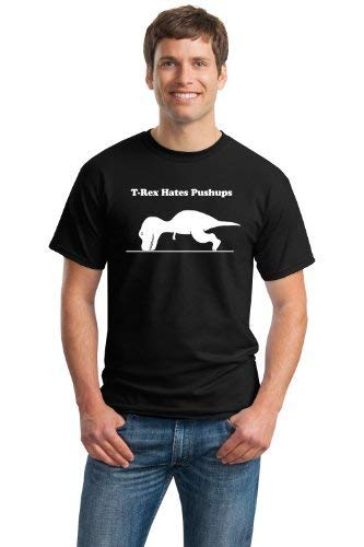 «T-Rex No Like Push-Ups» (¡Odio Las Flexiones!) - Humor de Gimnasio - Dinosaurio Deportista Camiseta Unisex para Hombre X-Large Negro - X-Grande - XL