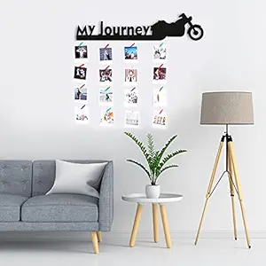Vah Wood My Journey Hanging Photo Display Picture Frame Collage Organizer with Clips (Black)