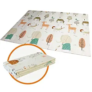 BIRMON PVC Waterproof Double Sided Printed Baby Crawl Mat (200 X 180 X 0.8 cm/Assorted Color & Design)