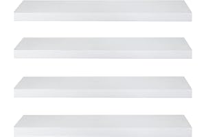 eSituro Estanteria Pared Blanco, 90cm Juego de 4, Estantes Flotantes para Decorar la Sala de Estar, Baldas de Pared para Dormitorio, Moderno y Fácil de Instalar