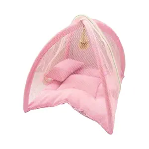 Samariya Soft Laddo Gopal Net Bed/Night Bistar with Pillow with Mosquito Net Modern Design for Kanha Ji Medium Krishna Ji (Pack of 1) (Pink)