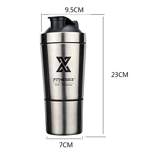 PLC020 700ml+200ml Sportmixer fitness edelstahl protein shaker eiweiß | Protein Shaker Eeiweiß Bottle - 9