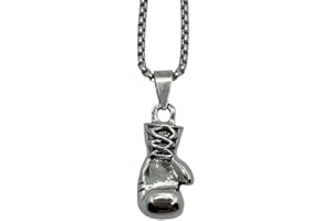 B.A.U.Q.O.O. Ciondolo Guantone Boxe Rocky Balboa collana Pendente Uomo Colore Argento Apollo Creed Alì Accessori Auto Ciondoli Specchietto Uomo Idea Regalo Natale