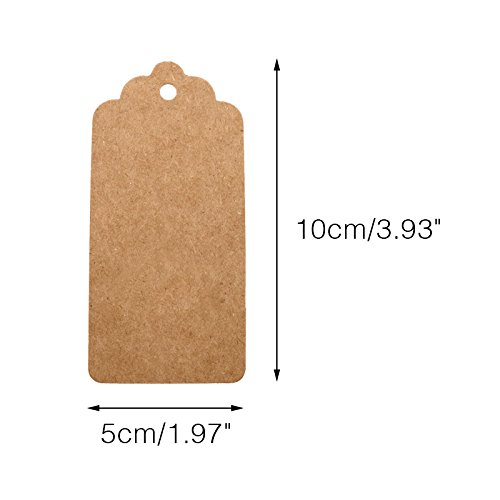 100Stk. Kraftpapier Etiketten Tags 5CM *10CM Geschenkanhänger Anhänger Etiketten mit Jute-Schnur 30 Meter (Braun) - 2