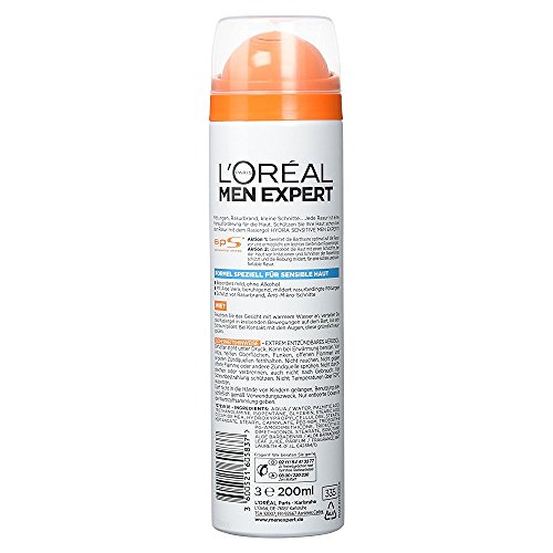 L’Oréal Men Expert Rasiergel Hydra Sensitiv / Gel zum Rasieren für empfindliche Haut / schützt vor Hautirritationen (dermatologisch getestet, ohne Alkohol, mit Aloe Vera) 1 x 200 ml - 2