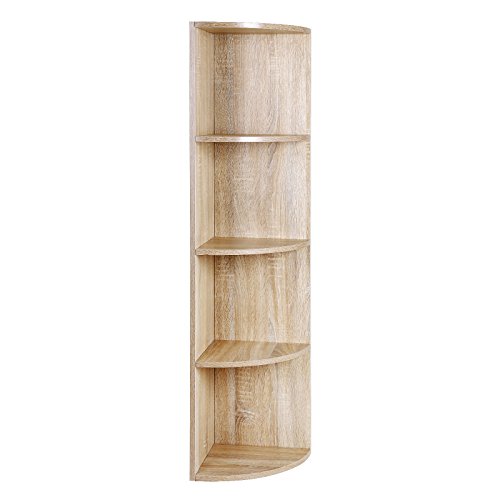 SONGMCS 4 Ebenen Eckregal, Standregal, Bücherregal aus Holz, für Küche, Schlafzimmer, Wohnzimmer, Büro, Farbton Eiche, LBC42NL SONGMCS 4 Ebenen Eckregal, Standregal, Bücherregal aus Holz, für Küche, Schlafzimmer, Wohnzimmer, Büro, Farbton Eiche, LBC42NL