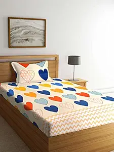 MORADO Premium Poly Cotton 110 GSM Single Bedsheet with 1 Pillow Cover (60?90 Inches, Cream)