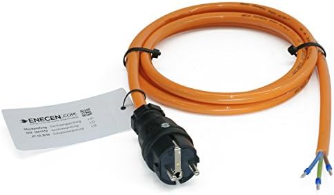 Enecen 1183103 SCHUKO Switch Connection Cable 230 V/16 A IP44 H07BQ-F 3 x 1.5 mm² with Solid Rubber Plug 3 m