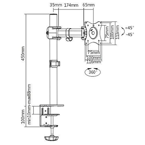RICOO Tischhalterung Monitor TS5611 Monitorhalterung Schwenkbar Neigbar Schreibtisch Monitorständer Schwenkarm Tisch TV Halterung Tischhalter LED TV Halter Universal Fernsehhalterung max. VESA 100×100 - 2