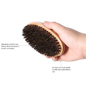 Anself Men's Beard Brush Mustache Shaving Brush Facial Hair Brush Shaving Brush - Image 3