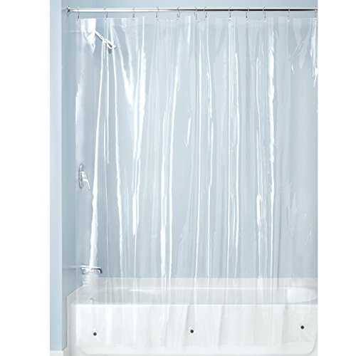 mDesign Duschvorhang Anti-Schimmel – 180 cm x 200 cm – transparenter Dusch- & Badewannenvorhang – Duschvorhang wasserabweisend – 12 verstärkte Metallösen - 2