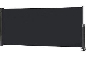 NAIZY Side Awning 120 x 300 cm, Balcony Privacy Screen, Extendable Side Blind, 100% Polyester Aluminium Stand, Privacy Wall, UV Protection, Opaque Awning with Handle for Balcony and Patio, Anthracite