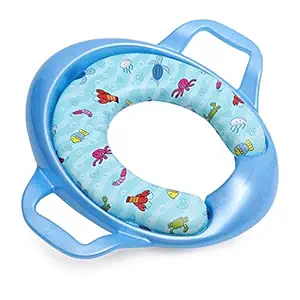Safe-O-Kid Soft Cushioned Potty Seat Training with Easy Grip Handles for Baby, Blue, 4-36 Months