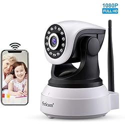 Sricam SP017 Camera Surveillance WiFi 1080P Caméra de Surveillance sans Fil, Camera IP WiFi 1080p, P2P avec Microphone et Haut Parleur,Vision Nocturne,Détection de Mouvement,Caméra Sécurité