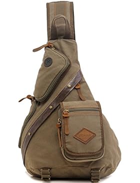 Zerlar Mens Chest Sling Bag Leinwand Military Messenger Schulter Reise Wandern Rucksack