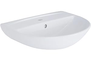 ‎BELVIT Belvit Keramik Waschbecken 55cm - Kompaktes Tulpen Wandwaschbecken mit Hahnloch - Stilvolles Modell für Bad & Gäste-WC - Weißes Design-Becken aus robuster Sanitärkeramik