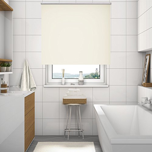 DESWIN Rollos – Set: Verdunkelungsrollo + Premium-Klemmhalter – 105 x 160 cm ALTWEISS – (KlemmFix Rollo mit Metallkette, Klemmhaltern, Rollo-Magnete, Halter zum Schrauben) - 4