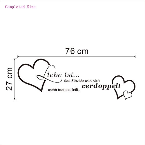 ufengke® „Liebe ist“ German Liebe Zitate und Sprüche Wandsticker, Wohnzimmer Schlafzimmer Entfernbare Wandtattoos Wandbilder - 3