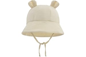 LIUPUUDLY Baby Sonnenhut UV-Schutz Super Süßer Baumwolle Baby Jungen Mädchen Strandhut Fischerhut Sommerhut mit Ohren