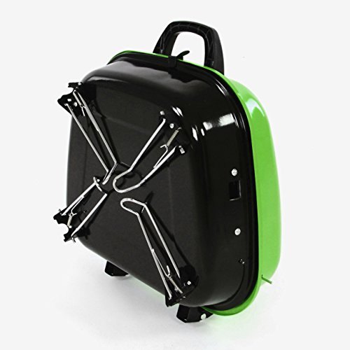 Nexos Mini Koffer-Grill Holzkohlegrill für Garten Terrasse Camping Festival Picknick Party BBQ Barbecue ca. 34 x 36 cm Grillfläche grün - 7
