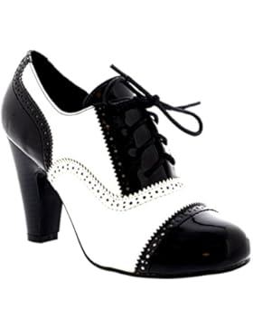 Damen Mid Blockabsatz Schnürsenkel Abend Arbeit Mary Jane Stiefeletten