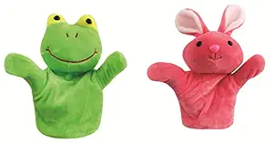 Skylofts Rabbit & Frog Animal Hand Puppets for Boys & Girls , Multi Color (Pack of 2)