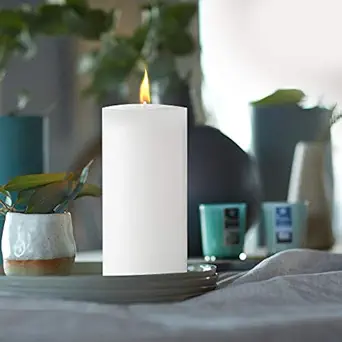 AuraDecor Pure White Pillar Candle Unscented ( 3*6 Inch), Burning Time 90 Hours