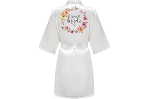 JPHCHSC Damen Brautjungfern Roben Kimono Badmantel Braut Morgenmantel Kimono Kurz Bademantel Satin Robe für Hochzeit Party Pool Party und Pajama Party