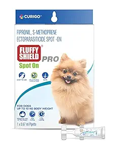 FluffyShield Pro Spot On/Prevention & Treatment of Fleas, Ticks, and Lice Infestation in Dogs/Puppy or Small Dog Weighing Less Than 10 kgs / 0.67 mL