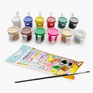 Totem Meow Tempera Colours (Paint Brush included) | 12 Assorted Colours Set - Pack of 5 Sets | Ideal Gifts for Cute Kids, Stylish Girls, Painters, Schools | Paint on any surface such as rocks, paper etc