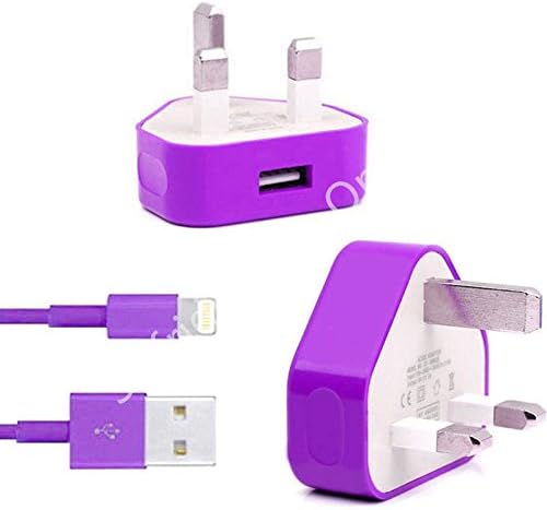 Amazing Colors Plug Charger+Free Cable For iPhone 5 se 5s 6 6+ 7+ 7 iPad Mini 2 (Purple)