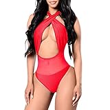 Moserian Damen - Einfarbig gesteppter, rückenfreier Brust-Crossbody-Badeanzug