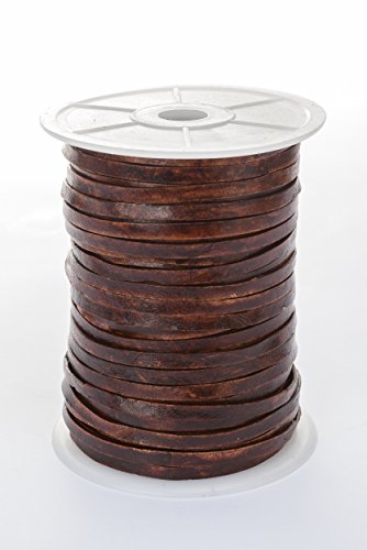 Lederband Flach 5 mm x 1,5 mm. Farbe/Länge: wählbar (5 Meter, Antik Braun)