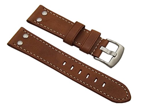 22mm KALBSLEDER UHRENARMBAND IM VINTAGE-LOOK MIT NIETEN BRAUN SILBERFARBENDE DORNSCHLIEE INKL. MYLEDERSHOP MONTAGEANLEITUNG 22mm KALBSLEDER UHRENARMBAND IM VINTAGE-LOOK MIT NIETEN BRAUN SILBERFARBENDE DORNSCHLIEE INKL. MYLEDERSHOP MONTAGEANLEITUNG