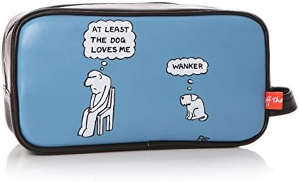 Humourous Cartoon Blue Wash Bag At Least The Dog Loves Me Rupert Fawcett Off the Leash British Design