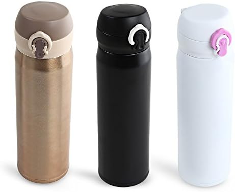 500ML Bounce Cap Stainless Steel Double Wall Vacuum Insulated Flask, Sports Travel Water Bottle Fit Winter Autumn (Golden)