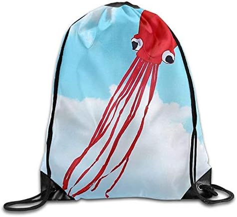 DHNKW Custom Red Octopus Unisex Gym Drawstring Shoulder Bag Backpack String Bags
