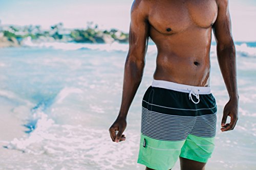 GUGGEN MOUNTAIN Herren Badeshorts Beachshorts Boardshorts Badehose gestreift *High Quality Print* - 4