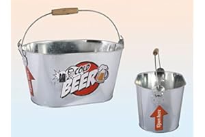 Out of the blue KG Biereimer Bierkühler Eiseimer Metalleimer Vintage Design mit 2 Flaschenöffner 6 Liter