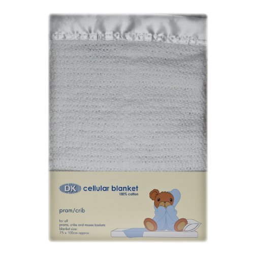 DK Glovesheets 100% Cotton Cellular Pram Blanket (White)
