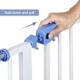 Amzdeal Türschutzgitter/Treppenschutzgitter aus Metall Erweiterbare Verlängerungen möglich für 75cm-85cm / Gesamthöhe 79cm für Babys ab ca. 6 – 24 Monate in weiß - 2