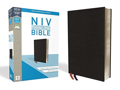 NIV, Thinline Bible, Bonded Leather, Black, Indexed, Red Letter Edition: New International Version, Black Bonded Leather, Thinline, Red Letter