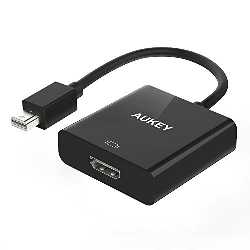 AUKEY Mini Display Port Adapter auf HDMI Full HD 1080p für Microsoft Surface Pro 3, iMac , Macbook Air, Thinkpad X1, DELL XPS 13/ 14/ 15 usw. Schwarz