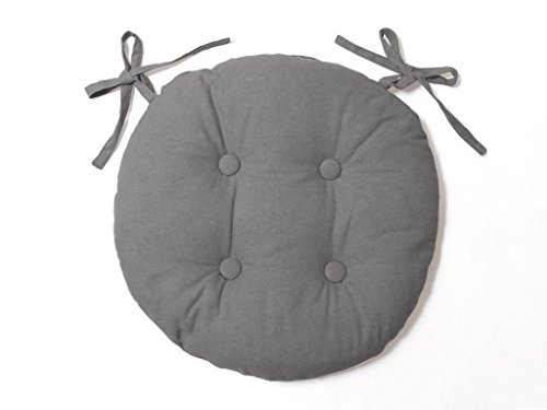 Soleil d 'Ocre 009032 Panama Stuhlkissen rund gepolstert Baumwolle grau Durchmesser 40 cm